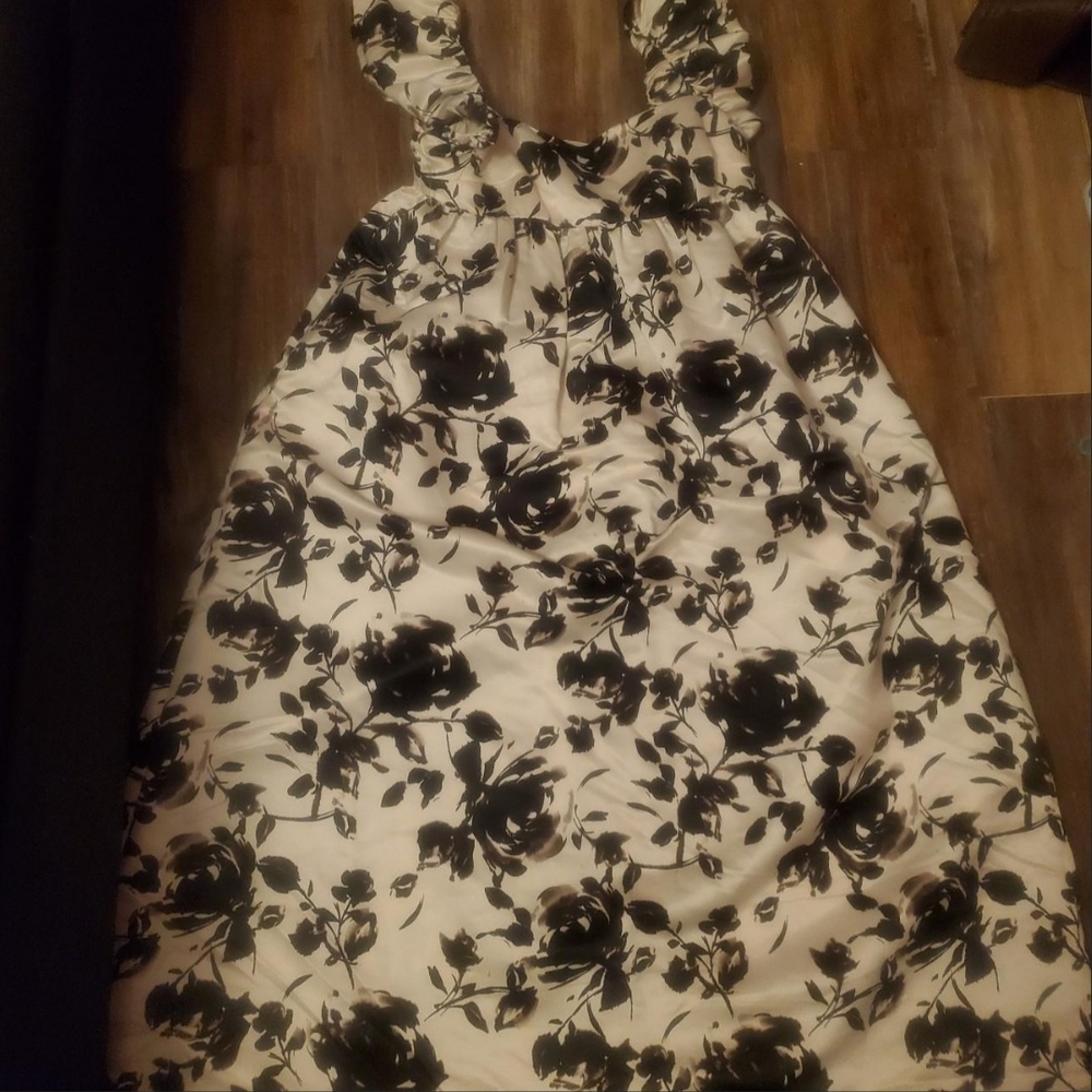 Floral Black and White Womans Dress